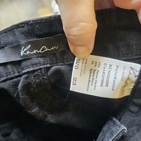 KanCan Size 23 0 Shorts Cut Off Distressed Raw Hem Fringe Denim Black Jeans - Picture 3 of 3